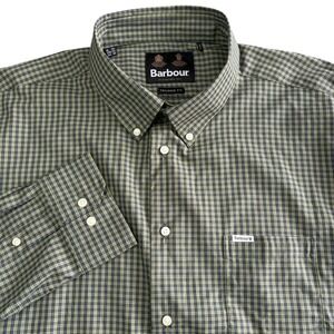 Barbour Grove Button Down Performance Shirt Mens XXL Green Blue Plaid NEW $110